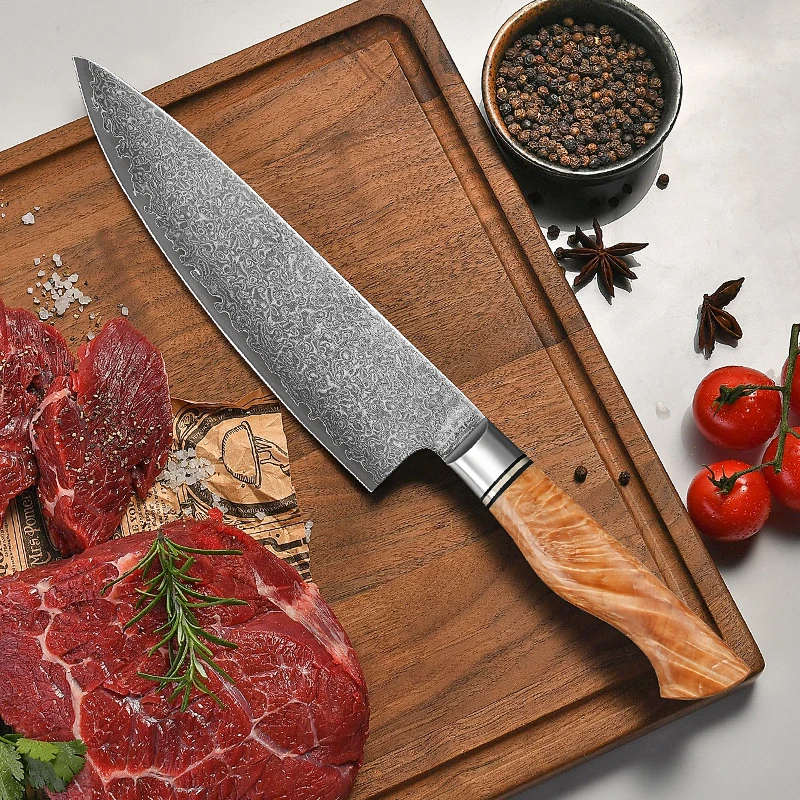 8-Inch Kitchen Knife Pro  67-layers Damascus Steel Sharp Cooking Knife for Meat Vegetable