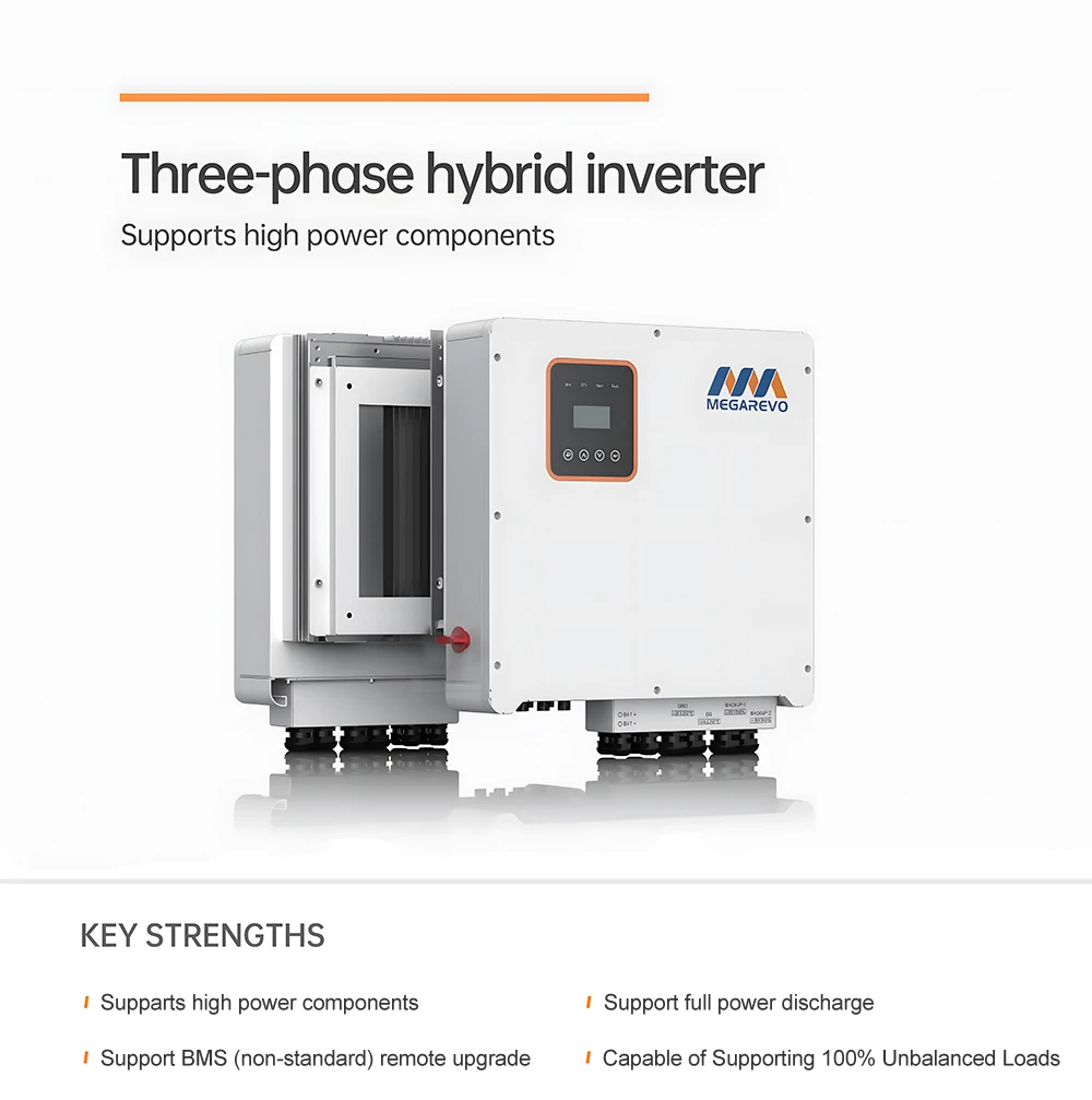 Megarevo 8KW 10KW 12KW Home Solar Inverter MPPT Hybrid PV Charging System with 380V Three Phase Output