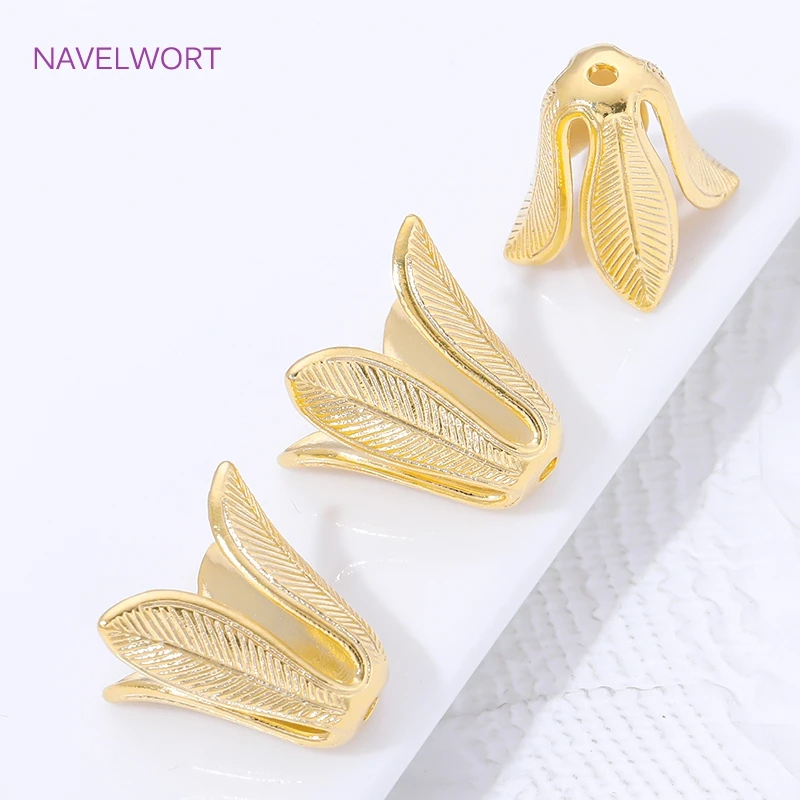 18K Gold Plated Brass Tree Leaf Bead Caps For Bracelet Making,Cap For Beads,DIY Beading Accessories,Materials For Jewelry