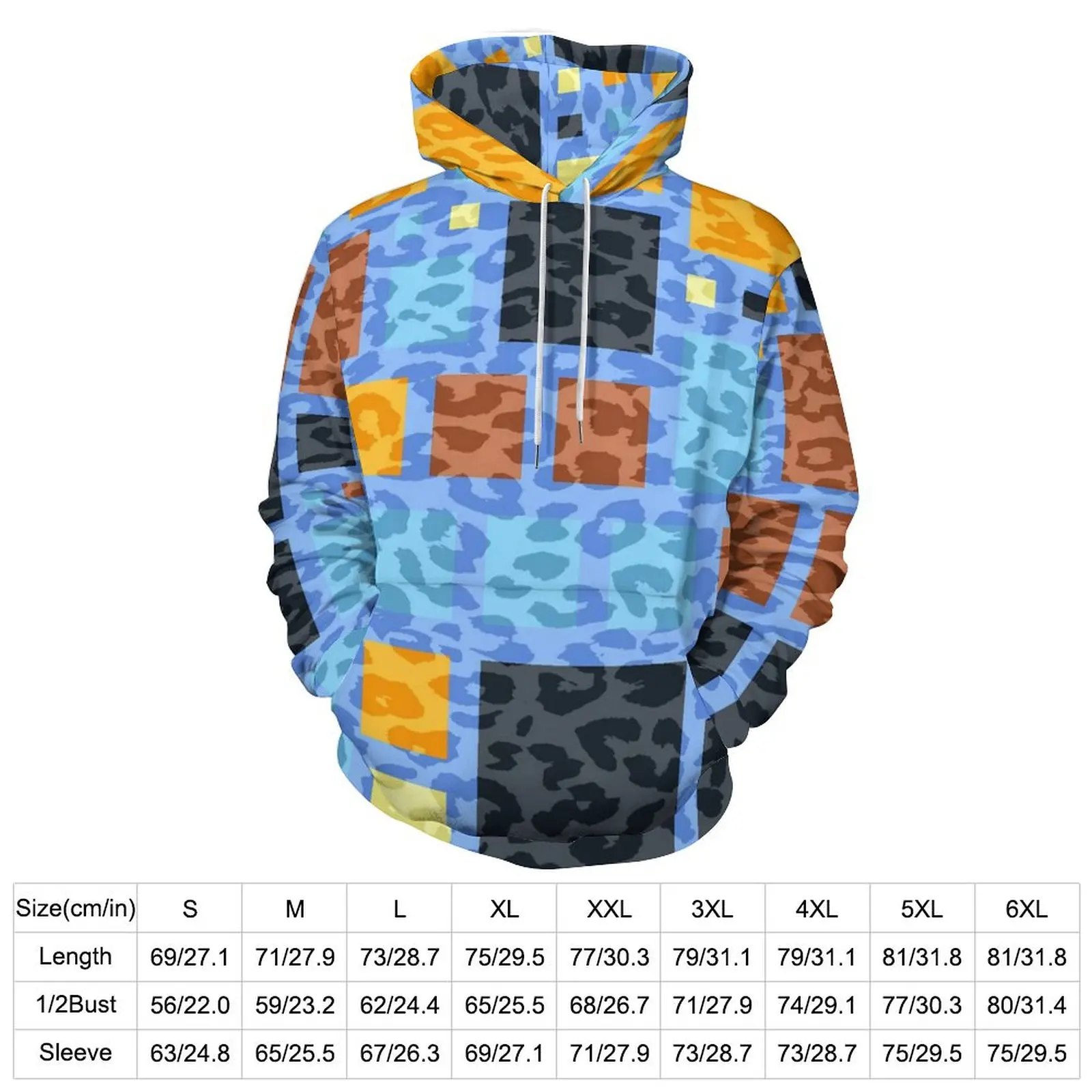 Color Retro Square Casual Hoodies Leopard Print Street Style Hoodie Couple Long Sleeve Funny Pattern Clothing Birthday Present