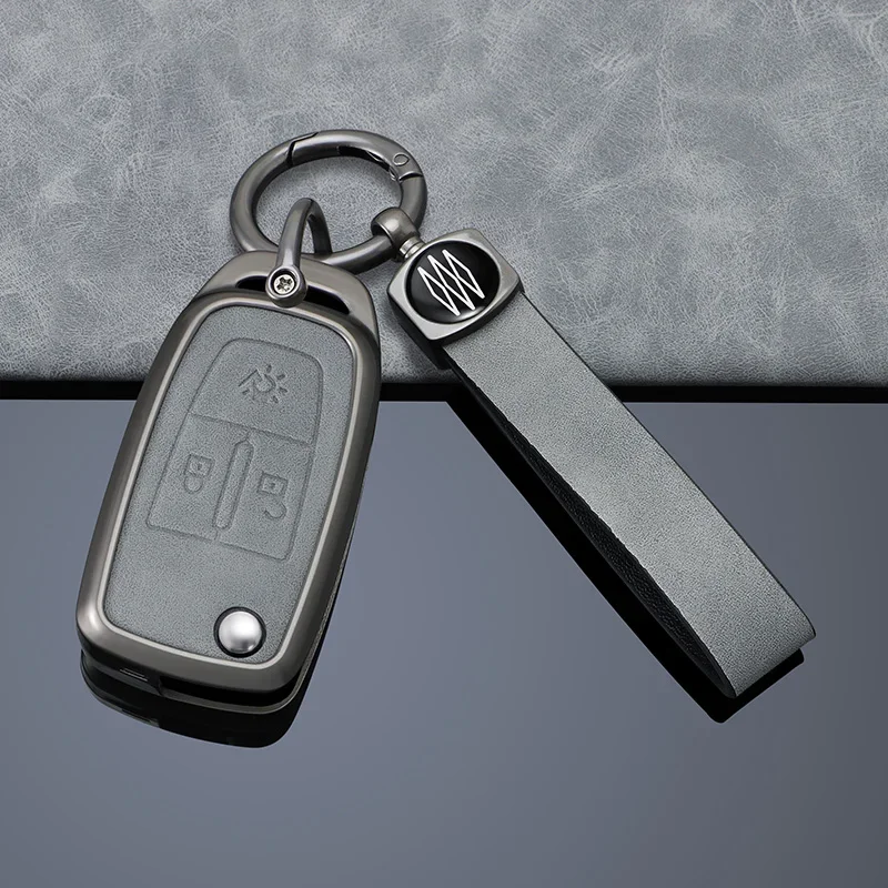 

Zinc Alloy + Leather Car key case cover Skin Holder for DAF 106 CF euro 6 2022 2023 XG XF truck Flip Remote Key Protcetion Shell