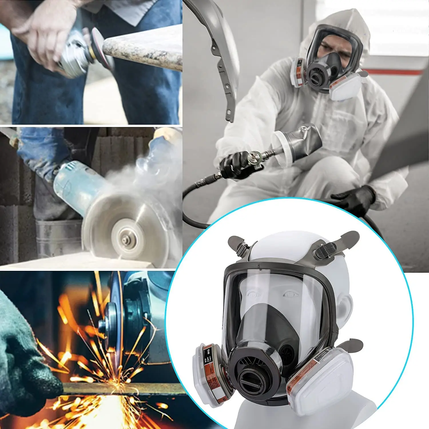 6800 Full Face Safety Work Gas Masks Survival Nuclear and Chemical with 40mm Activated Carbon Filter & Anti-Fog Design