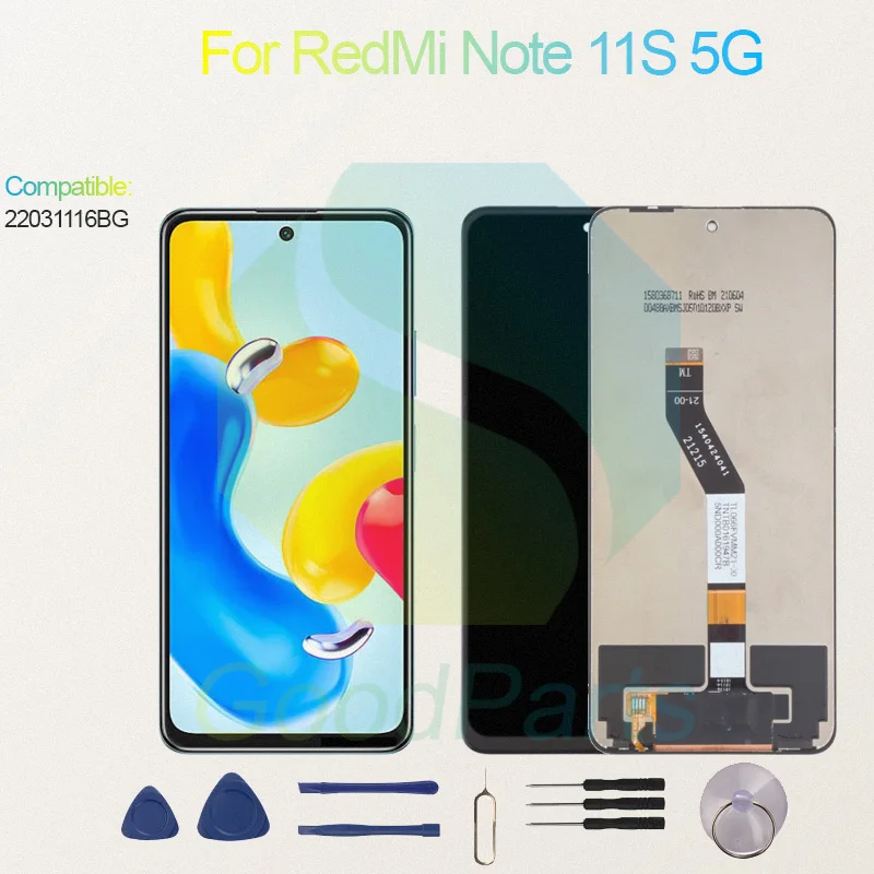 Test Before Ship For RedMi Note 11S 5G Display Touch Screen Digitizer Panel Assembly Lcd Screen 22031116BG Note 11S 5G Screen Di