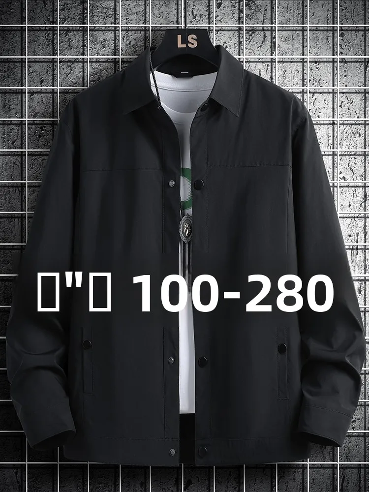 

plus Size Men's Jaet Casual Collared irt Loose Fit Spring Autumn Sle Button Decoration Anti-Wrinkle Polyester Fabric