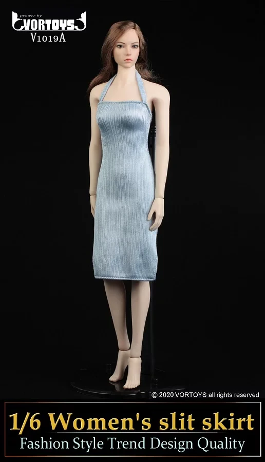 VORTOYS V1019 1/6 Scale Female Slit Dress Outfit Fit All Types Rubber-Coated 12inch Female Action Figure Body