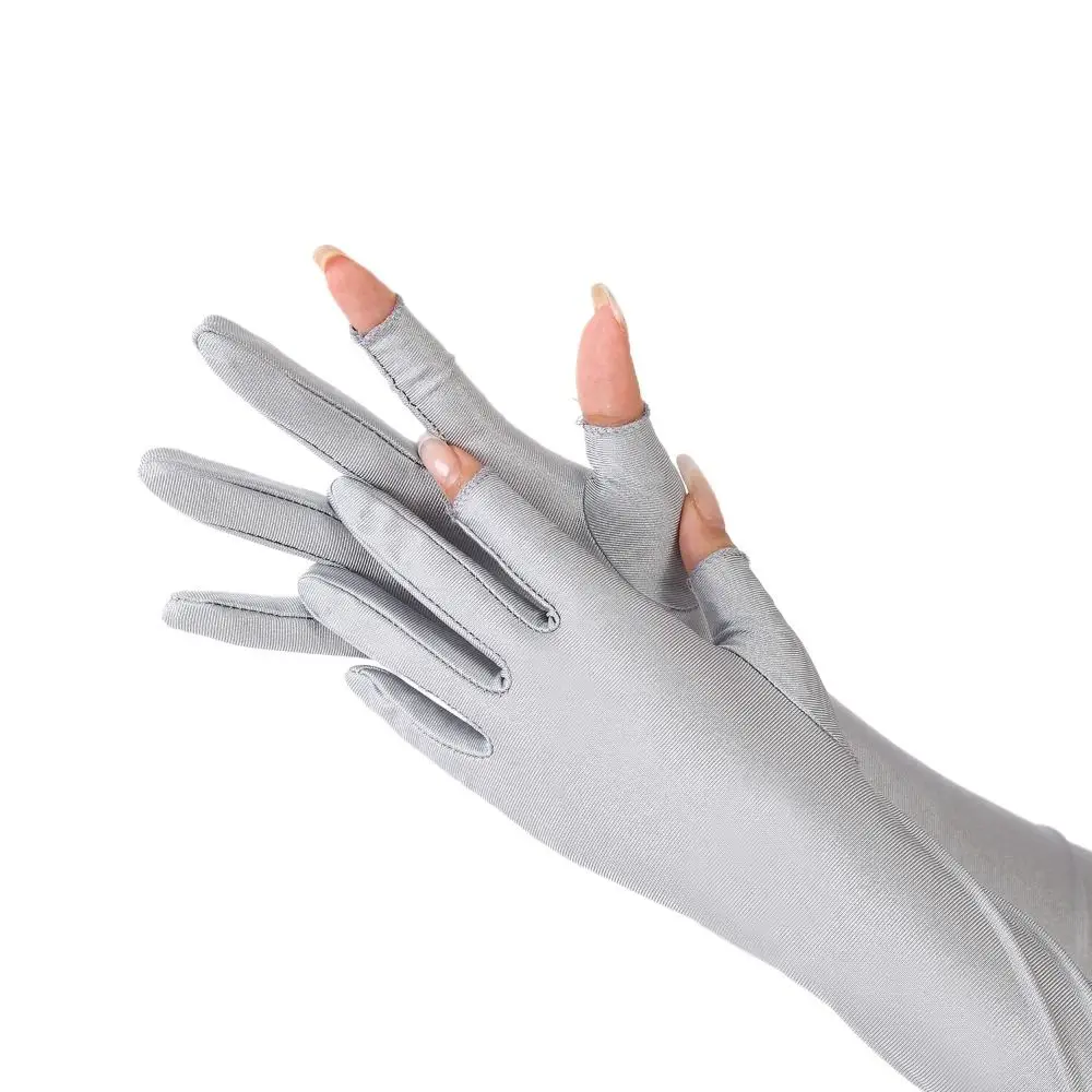 

Anti-UV Ice Silk Sleeves Gloves Sun Protection Long-sleeved Glove Sunscreen Sleeve UV Insulation Arm Covers Cycling Gloves