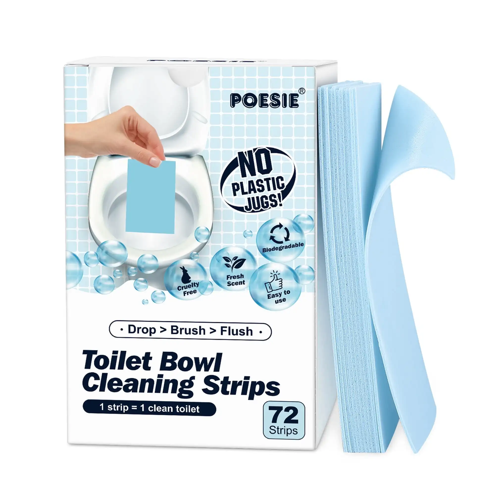 

Toilet Bowl Cleaner Strips Fresh Scent Liquid Free Toilet Clean Plastic Free 72 Sheets Applicable to toilet, bathroom toilet