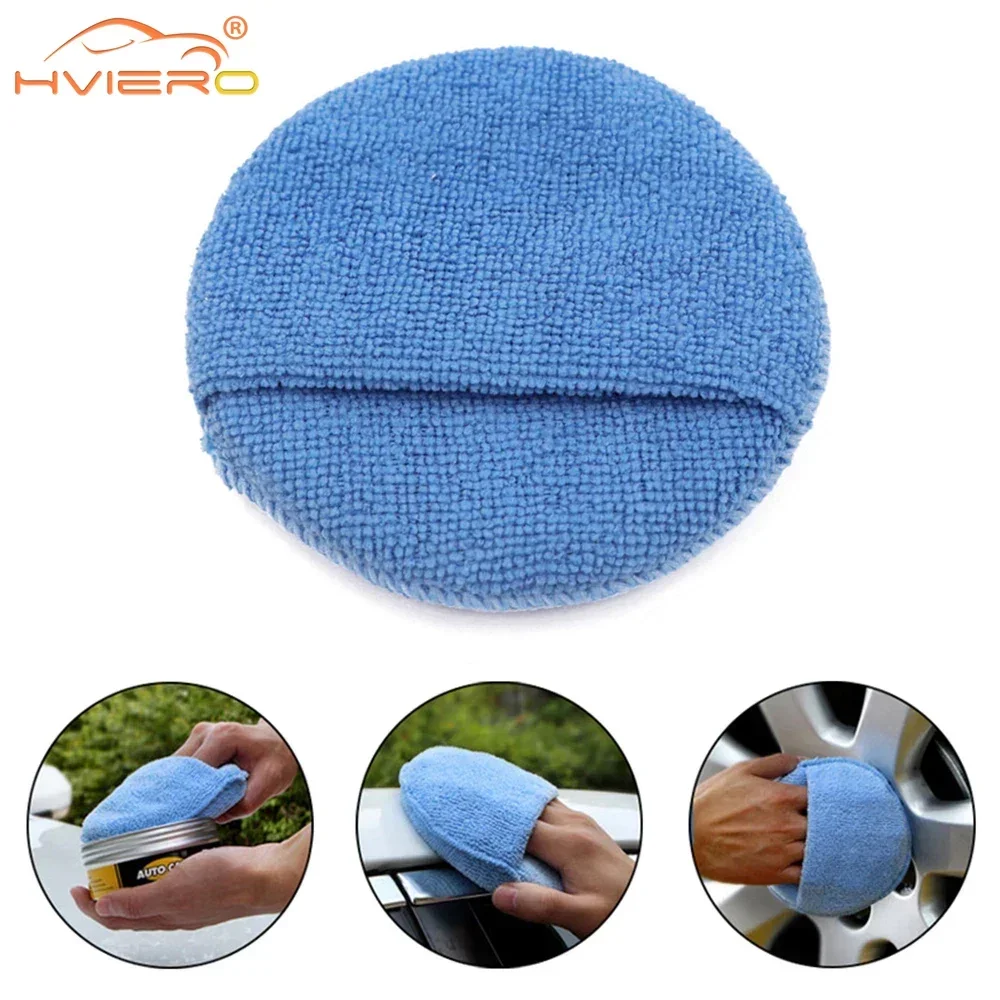 1pcs Skyblue Cake Polishing Circular Pocket Car Sponge Wipe Ultrafine Fiber Crystal Plating Washing Micro Waxing Tools Supplies