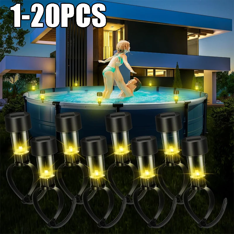 IP68 Waterproof Solar Deck Lights Outdoor LED Pool Lighting for Patio Yard Landscape Pond Garden Deck Decoration