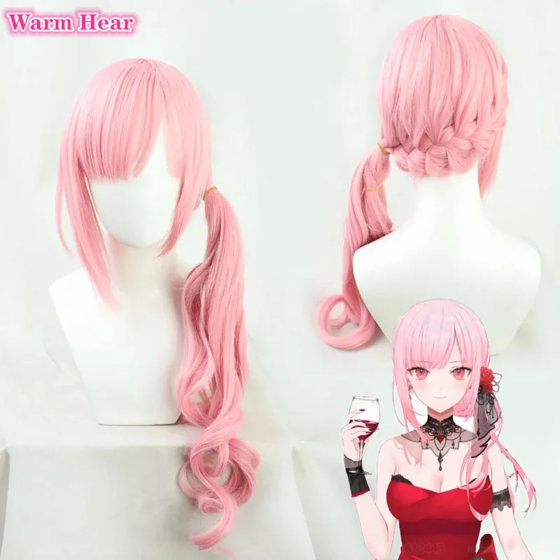 Calliope شعر مستعار اصطناعي Vtuber Hololive EN Mori-sama طويل 70 سنتيمتر الوردي 6 أنماط تأثيري مقاومة للحرارة الشعر هالوين الباروكات ir;l5