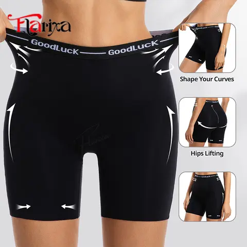 Flarixa 1/2/3PCS Ice Silk Safety Shorts Women High Waist Anti Chafing Thigh Panties Invisible Pants Under Dress Yoga Boxer Black