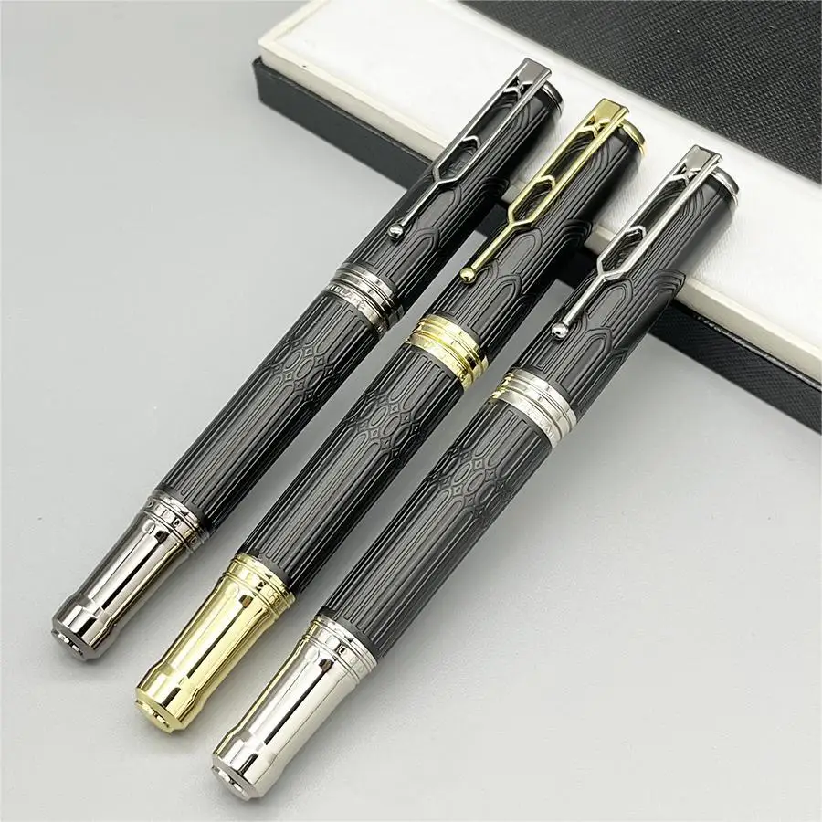 MB Luxury Great Writer Victor Hugo Rollerball Ballpoint Pen With Cathedral Architectural Style Engraved Pattern Stationery