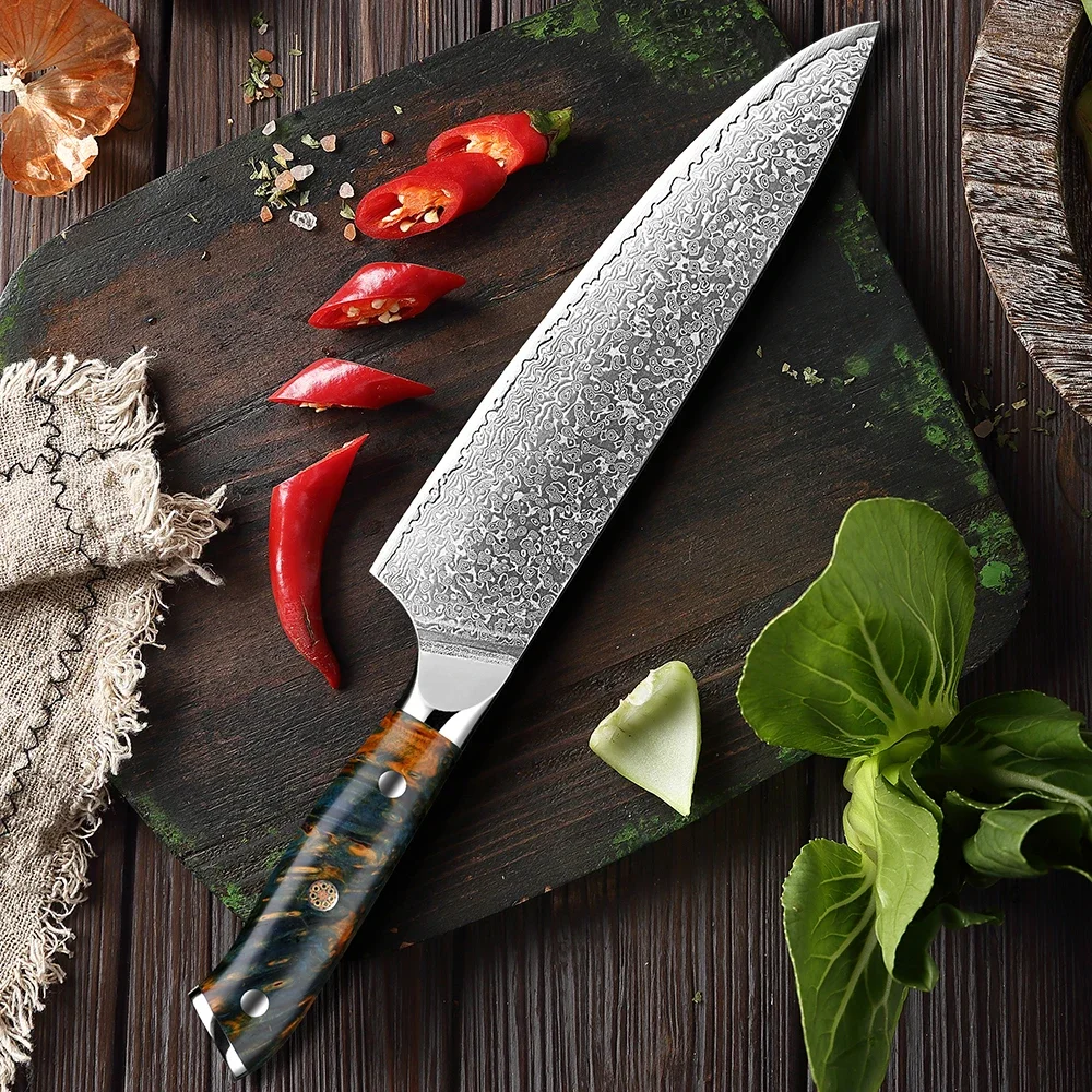 Damascus VG-10 Japanese Steel Chef Knife 8 Inch Professional Chef's Knife Full Tang Handle Ultra Sharp Kitchen Cooking Knife