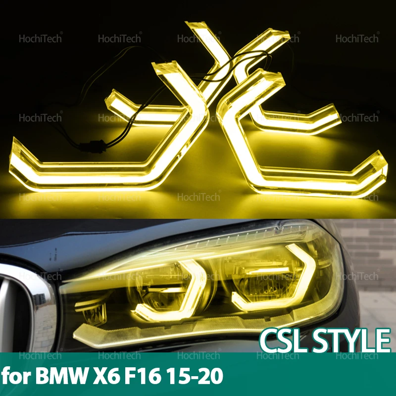 

For BMW X6 F16 2015 2016 2017 2018 2019 2020 Lemon Yellow CSL Style M4 Style Super Bright LED Angel Eyes Ring White Lamp DRL