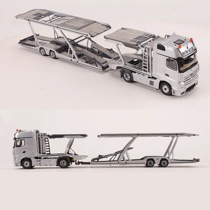 1:64 Alloy Die-casting Model Car Toy Benz Benz Double-Decker Car Transporter Trailer Toys For Boys Collection Gifts