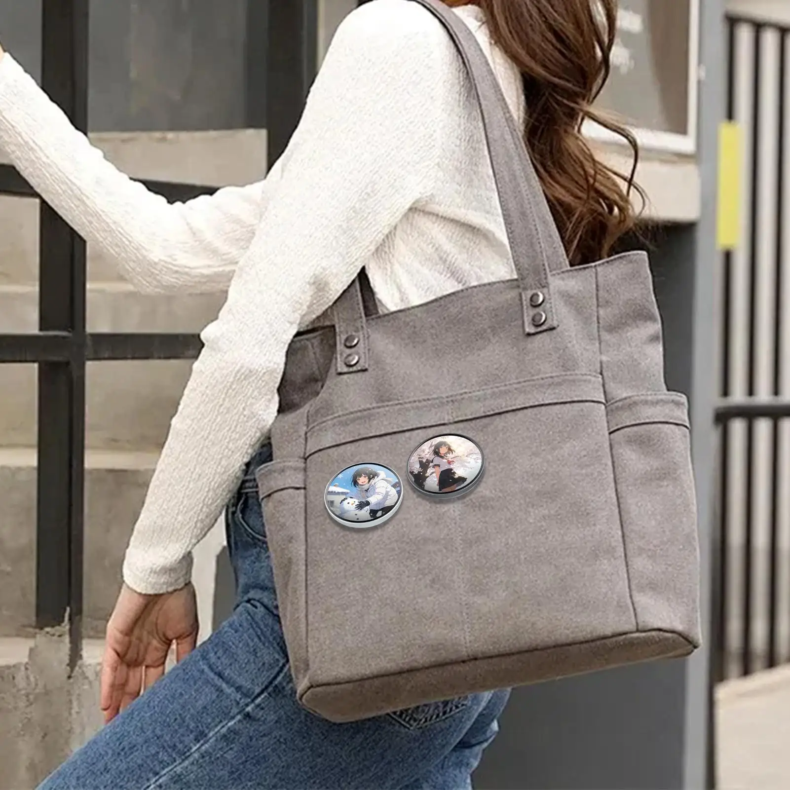 Digital Badge 1.85inch HD Display Touchscreen Cute Brooch Digital Display Badge for Backpacks Christmas Personal Show Photo Gif