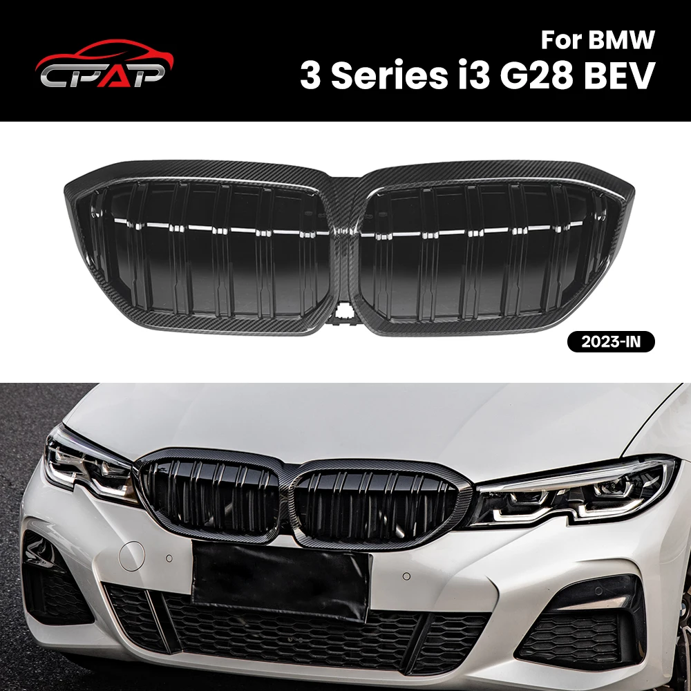

Front Kidney Bumper Grille Real Dry Carbon Fiber Hood Grills For BMW 3 Series i3 G28 BEV 2023-IN Auto Replacement Part
