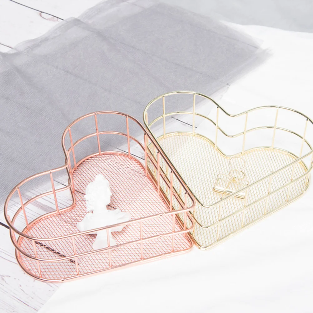 

1Pcs Minimalist Rose Storage Basket Anti-Corrosive Shiny Desktop Organizer for Files Books Home Office School