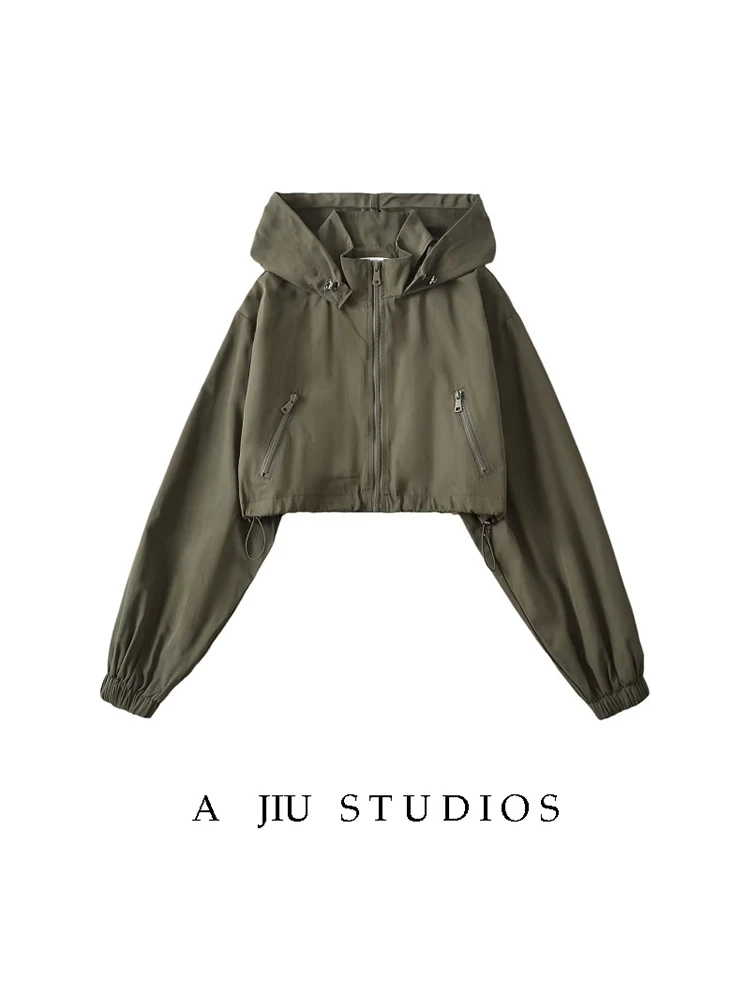 

American Sle Outdoor Sports Hooded Long Sve Jaet Women's Spring Autumn Casual Loose ort Coat Street Sle Zipper