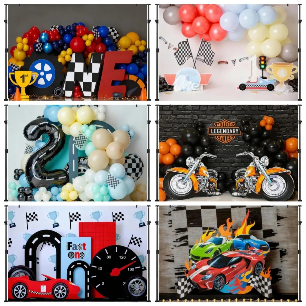 Speed Racing Competition Themed Banner Decoration Background, Children's Birthday Party, Home Decoration Photography Background