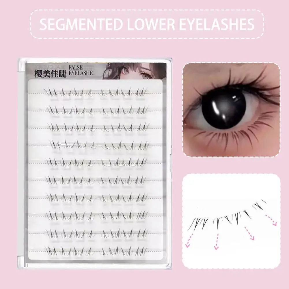 Racimos de pestañas inferiores individuales, sin necesidad de pegamento, rizo C, maquillaje de Cosplay DIY, pestañas negras, pestañas autoadhesivas, extensiones inferiores Q2D3