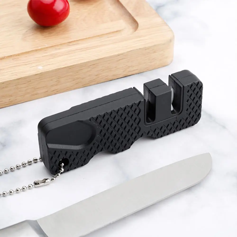 Portable Knife Sharpener Whetstone Keychain Ceramic And Tungsten Steel Scissor Sharpen Sharpener Outdoor Multi Hook Camp Tool