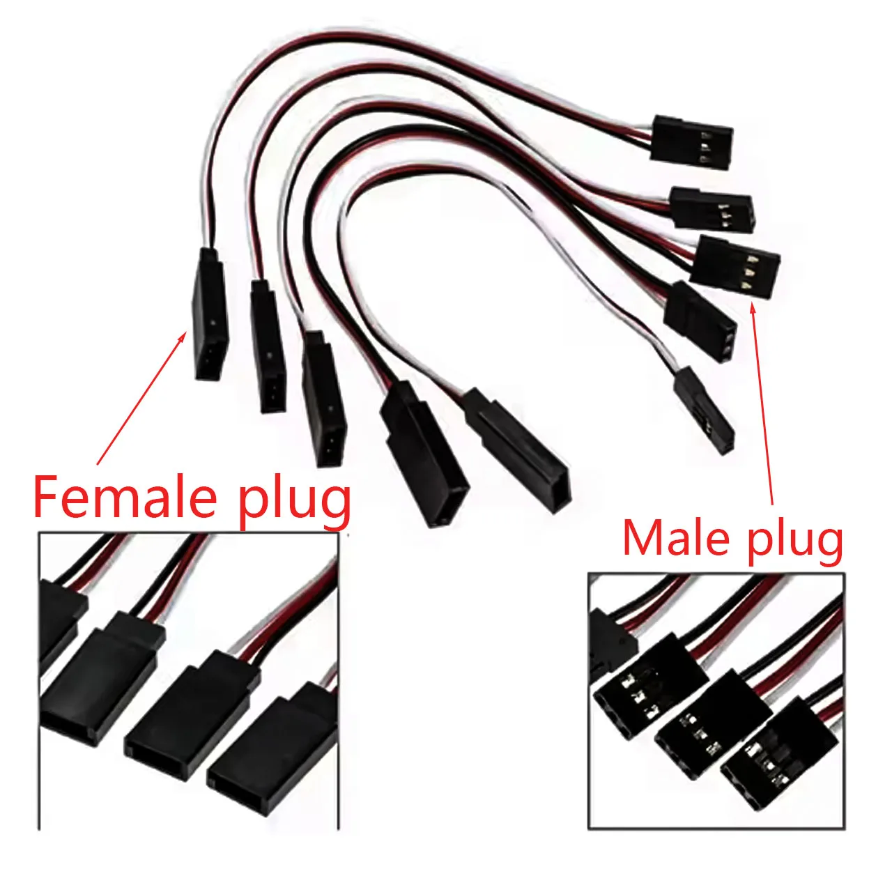 10Pcs 150/300/500mm 3 Pin Servo Extension Cable Cord Female to Male Wire Connector JR for RC Car Airplanes Helicopter