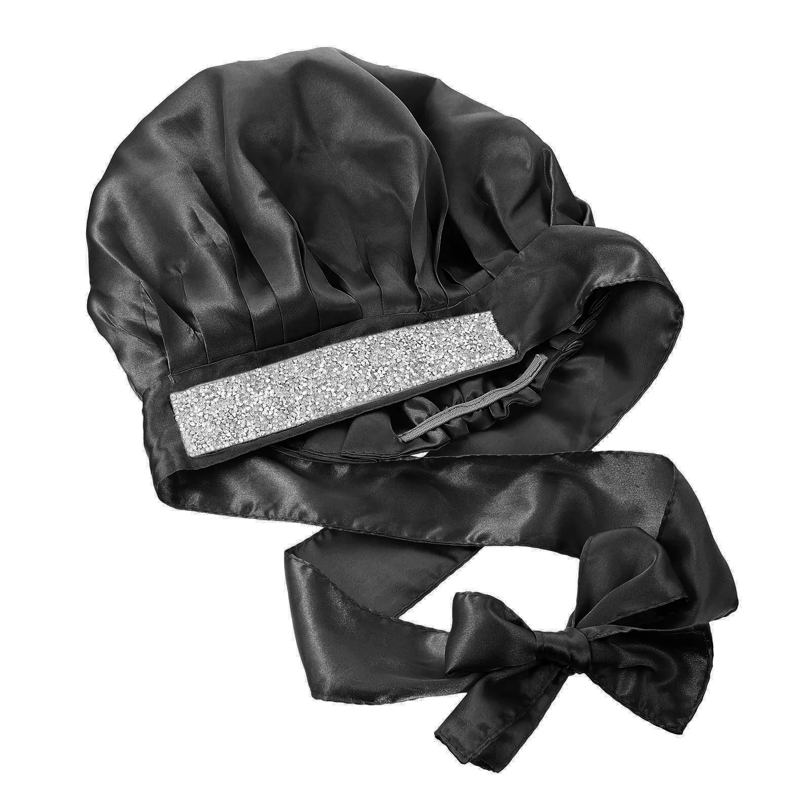 

1pc Glitter Double Layer Bath Hat Non Slip Hair Protector For Women Long Hair Curly Braids Sleep Home Gym Shower Headwear