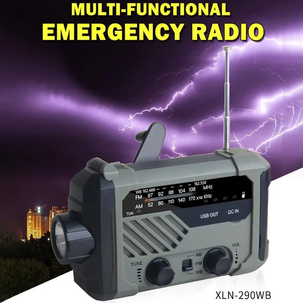 2000mAh AM FM Weather Radio Multifunctional Reading Lamp Flashlight SOS Alarm Radio Portable Emergency Radio for Outdoor Camping