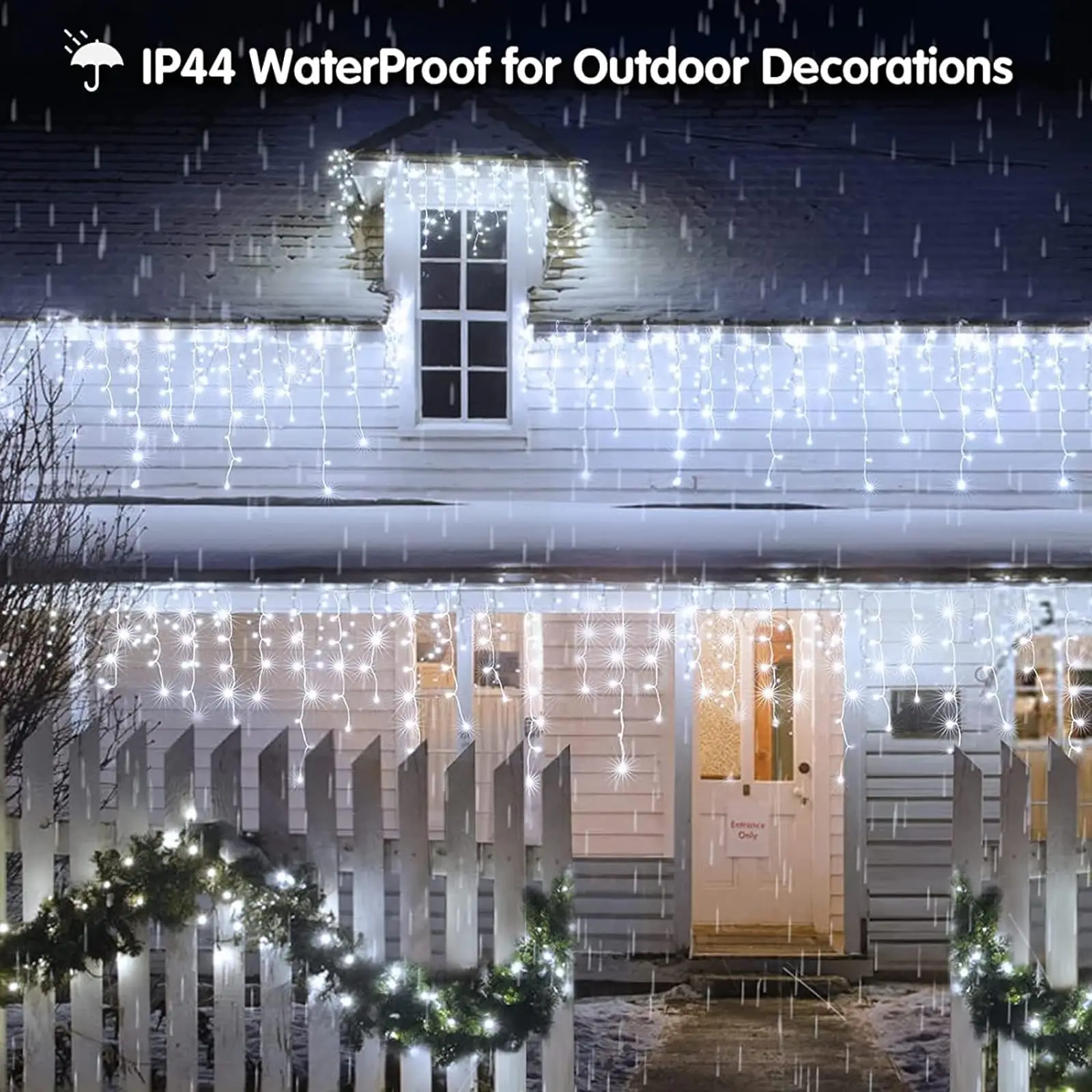 Solar Powered String Lights Waterproof 8 Lighting Modes Icicle Lights for Home Garden Outdoor Indoor Eave Christmas Party Decor