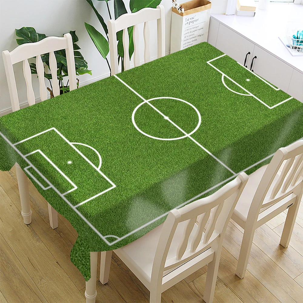 Soccer Field Rectangle Tablecloths for Table Decor Washable Sports Football Waterproof Table Cloth Holiday Kitchen Party Decor