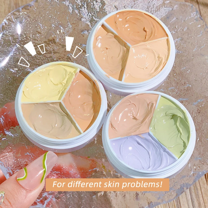 3-Color Concealer Palette Foundation Cream Full Coverage Suit for All Skin Face Makeup Cover Dark Circles Acne Pores Cream Base