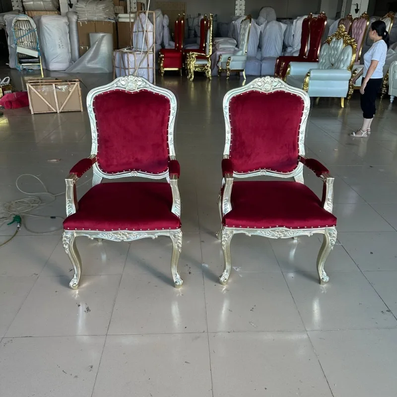 European-style solid wood dining chair household chair leisure chair fabric backrest engraved chairs computer negotiation chairs