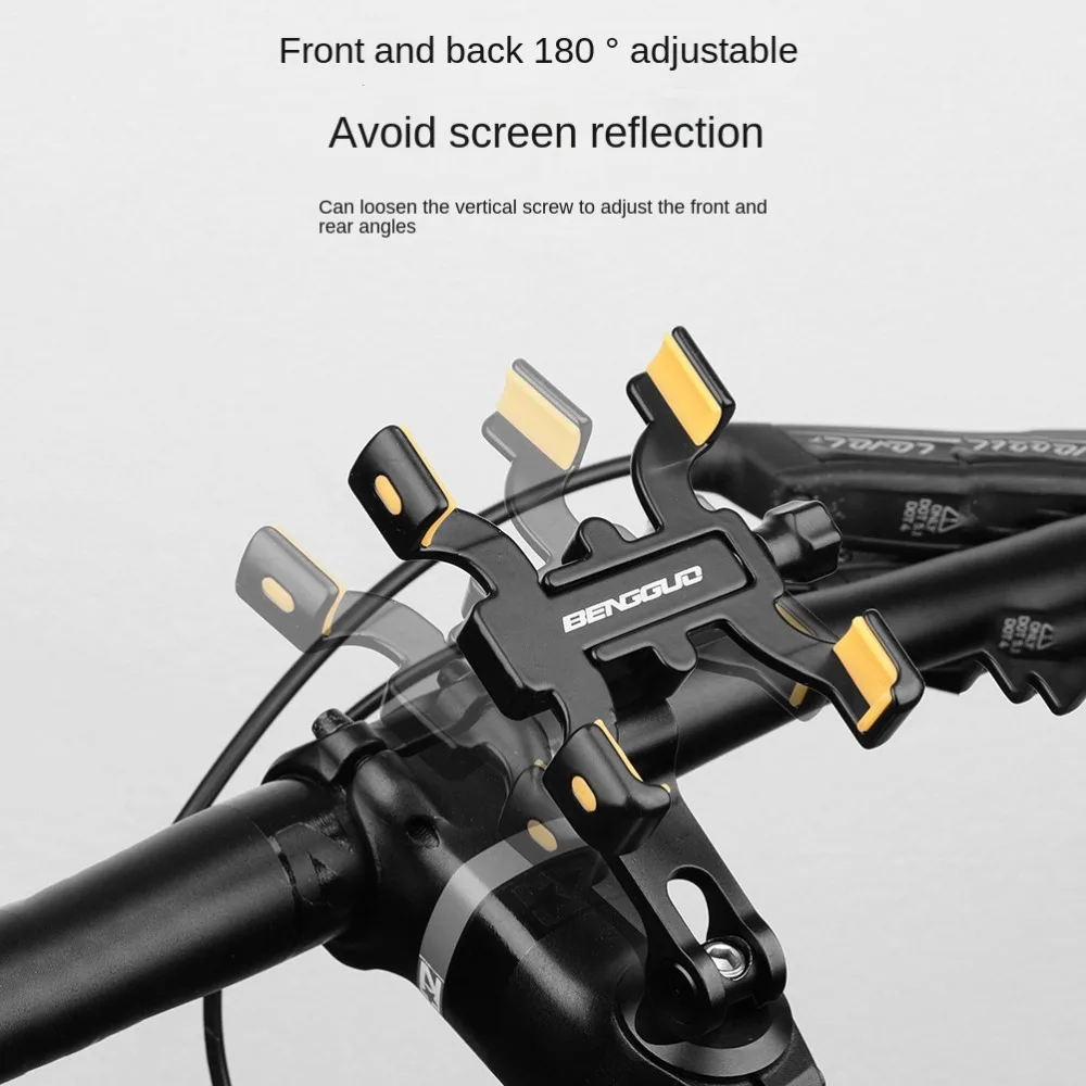 سبائك الألومنيوم 360 تدوير حامل هاتف الدراجة قابل للتعديل 360 درجة دوران دراجة حامل هاتف المحمول العالمي عدم الانزلاق