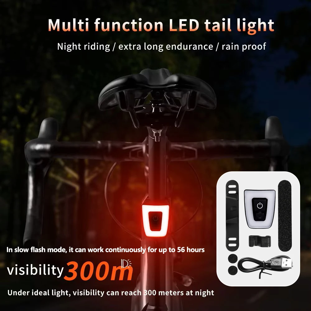 Rainproof Bike Taillight Multi-functional Rechargeable Long Battery Life Safety Warning Bicycle Back Light LED Helmet Light