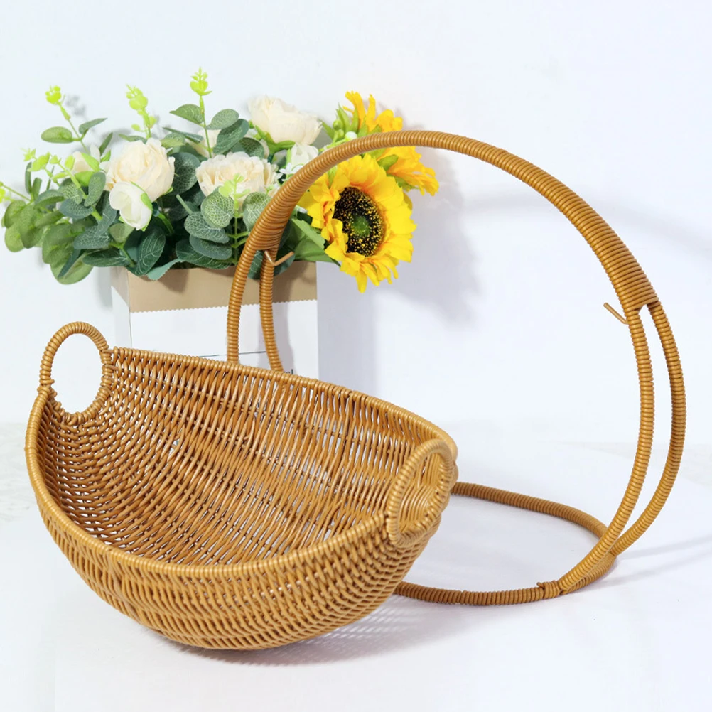 

Imitation Rattan Fruit Basket Lightweight Portable Kitchen Counter Decorative Bowl Snack Organizer Picnic Baskets for Kitchen
