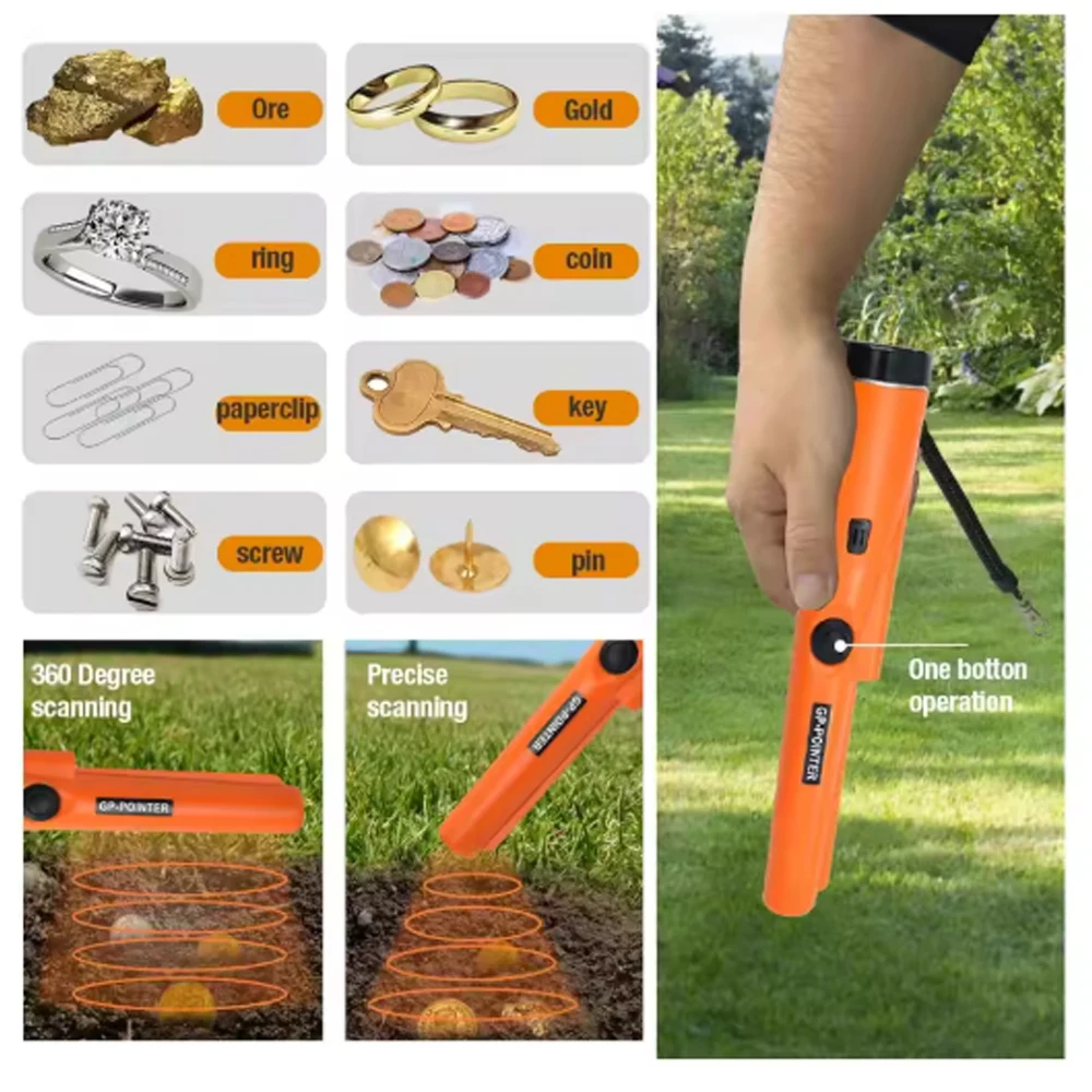 New High QualityHandheld Metal Detector GP-pointer Waterproof Positioning Rod Detecting With Bracelet LED Lights