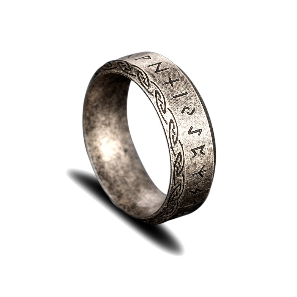 Antique Silver-Plated Vikings Runes Odin Rings Stainless Steel Nordic Slavic Amulet Men Women Vintage Ring Scandinavian Jewelry