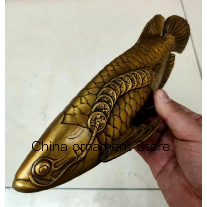 Exquisite Antique Bronze Carved Fish Statue 