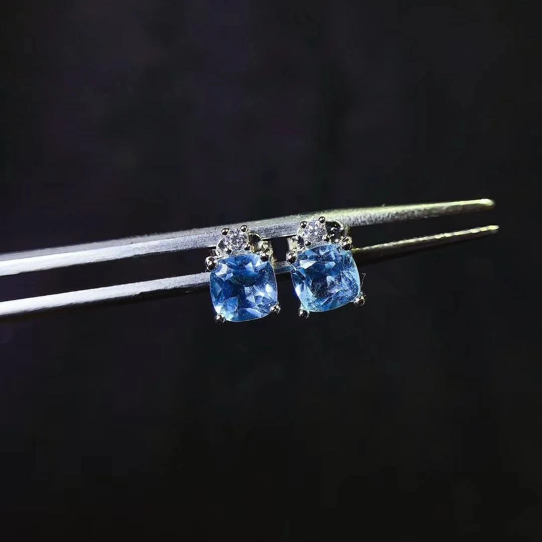 KJJEAXCMY Fine Jewelry Natural Topaz Women's Earrings S925 Silver Electroplating Process Inlaid High Clarity Support Testing