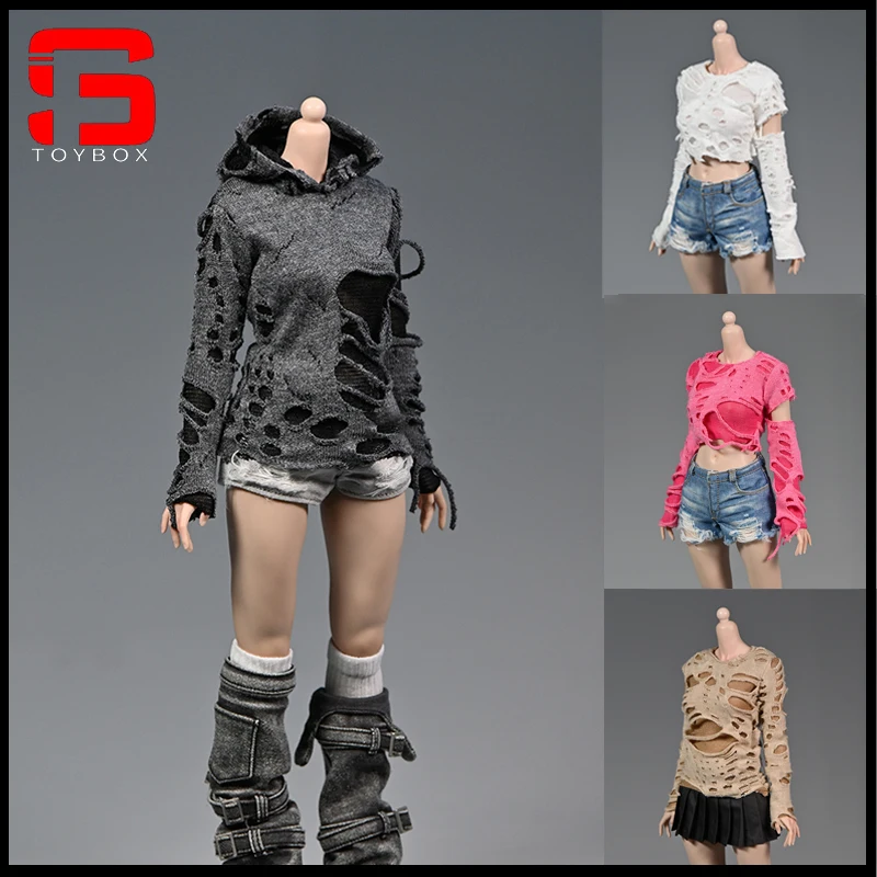 Aangepaste 1/6 Schaal Ondergesneden T-Shirt Met Gaten Kleding Model Fit 12 ''Vrouwelijke Soldaat Actiefiguur Body Poppen