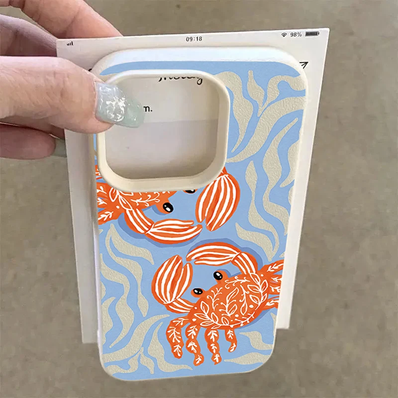 Orange Crab Wave Line Handyhülle für iPhone 18 17 Pro Max 16 15 14 13 12 11 Pro 14 15 Plus 17Air Stoßfeste Silikon-Softcover – Detail 4