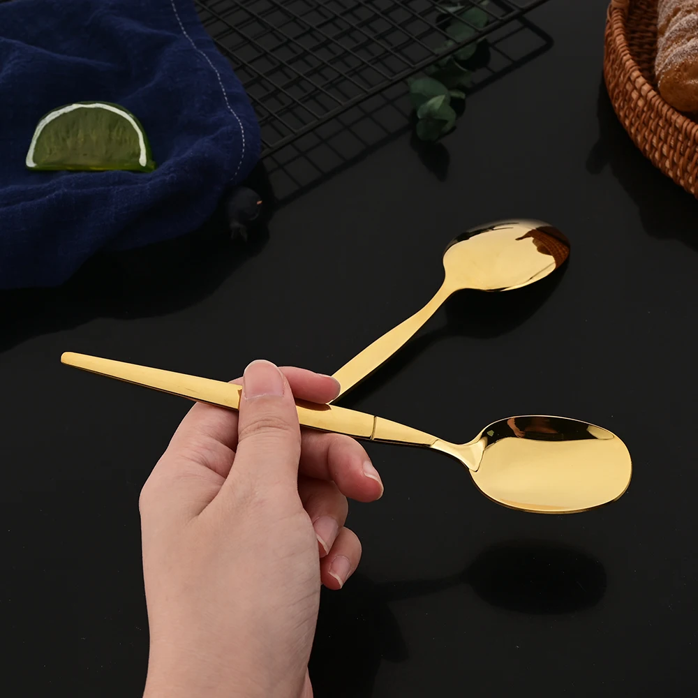 8Pcs Korean White Golden Dinnerware Set Stainless Steel Tableware Spoons Chopsticks Cutlery Set Kitchen Flatware Service for 4 - view 6