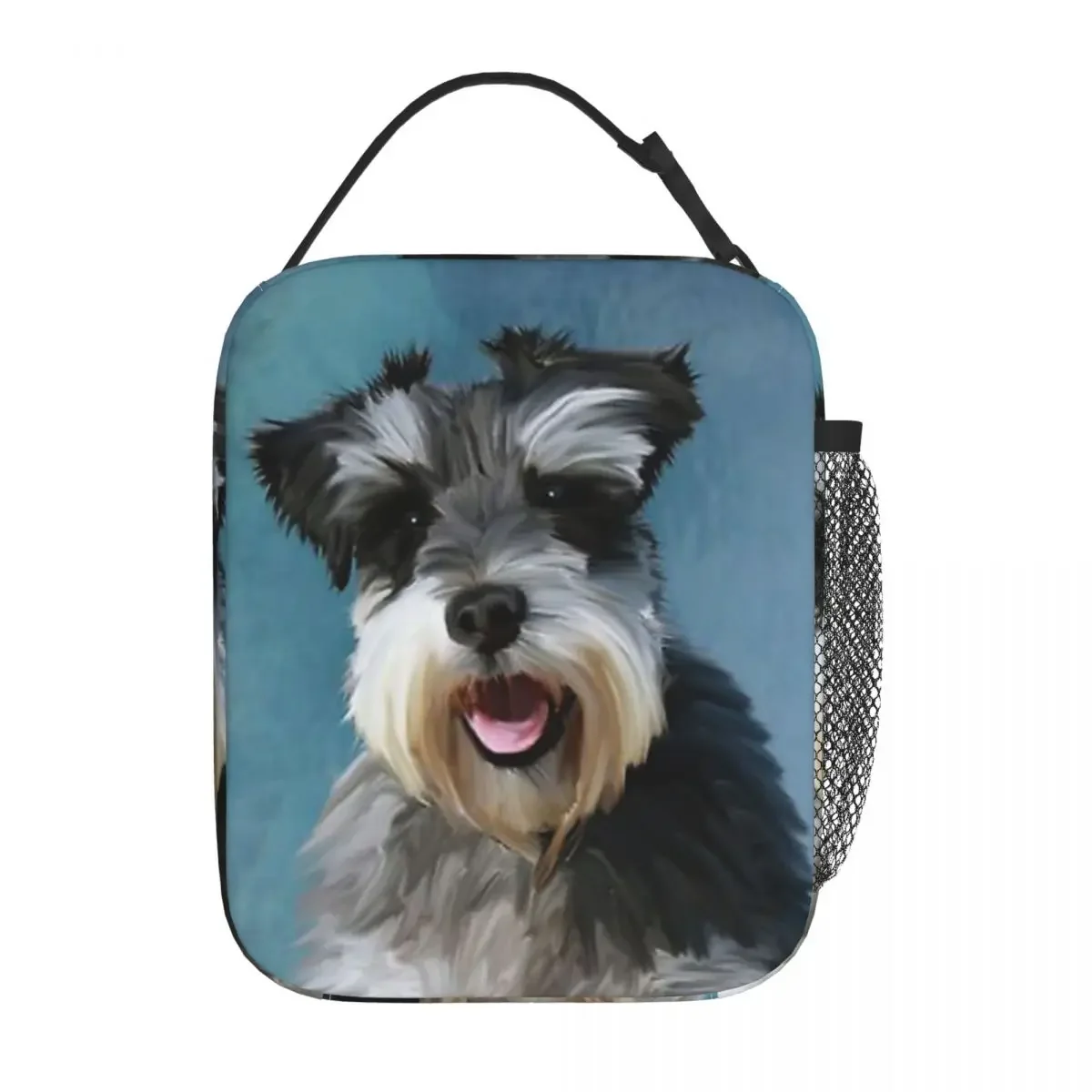 Miniature Schnauzer Dog Water Color Art Painting Insulated Lunch Bag for Women Children Food Boxes Thermal Lunch Box Tote