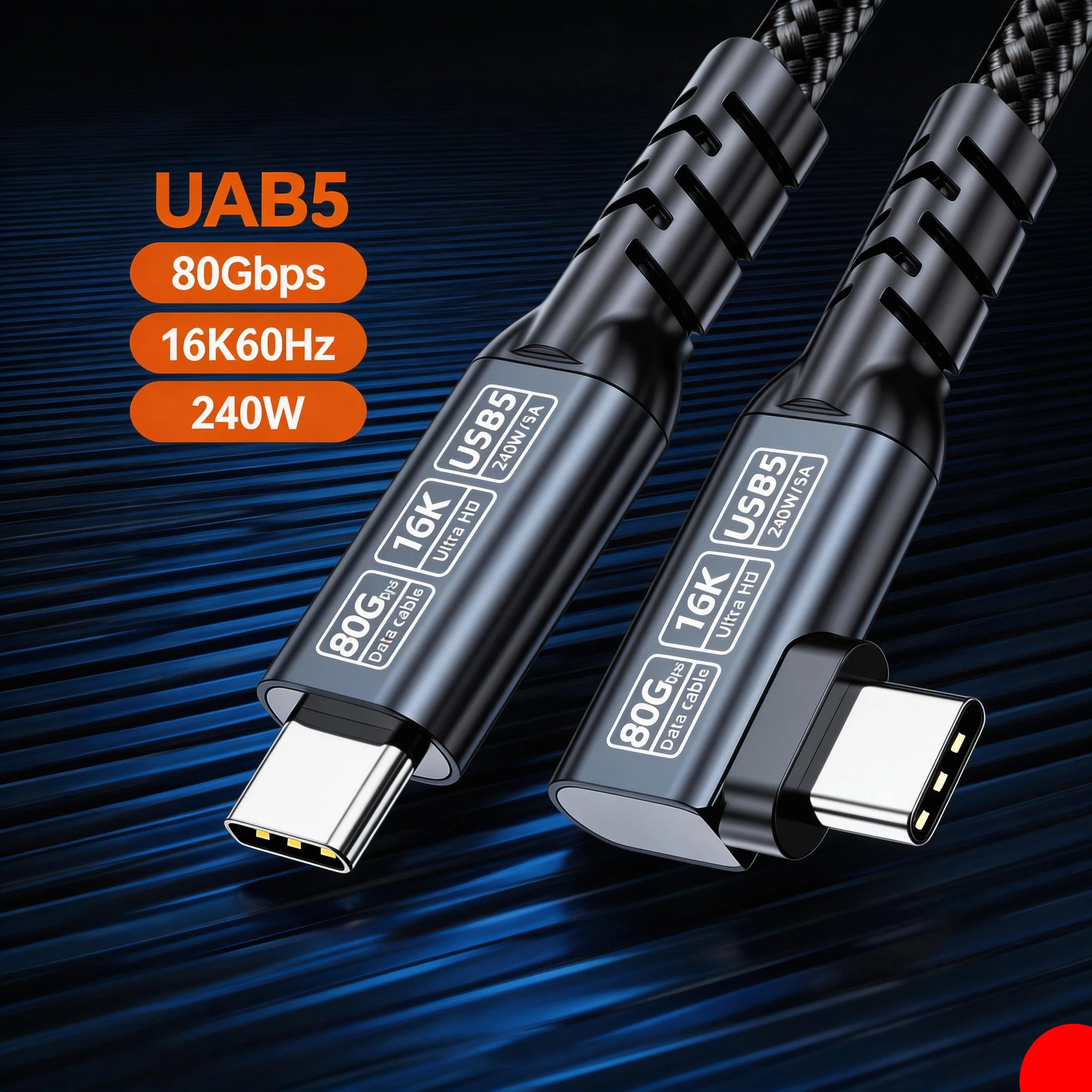 Elbow PD 240W Fast Charging Cable Type C USB 5 Cable 80Gbps for MacBook Mac Pro Air SSD Tablet Laptop Compatible Thunderbolt 5 4
