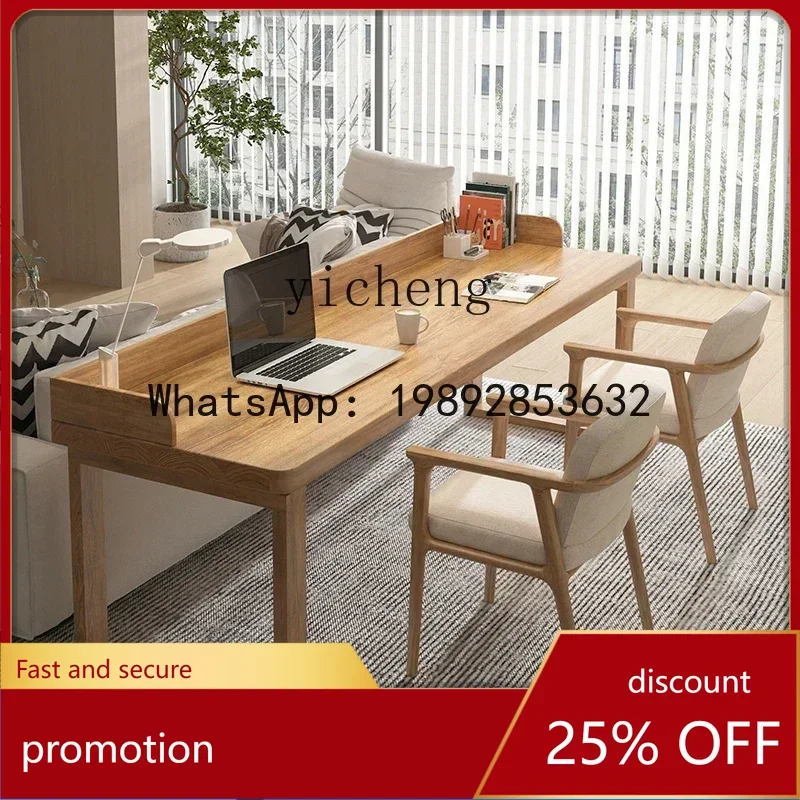 

YFY Solid Wood Computer Desk Simple Modern Desk Workbench Living Room Double Study Table