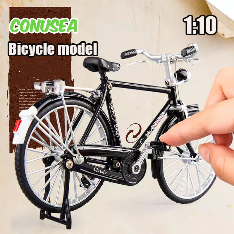 1/10 Alloy Bicycle Model Toy Scale Cars Decoration Toy Vintage Miniature Vintage Bike Diecast Vehicle Toy Models Children Toys