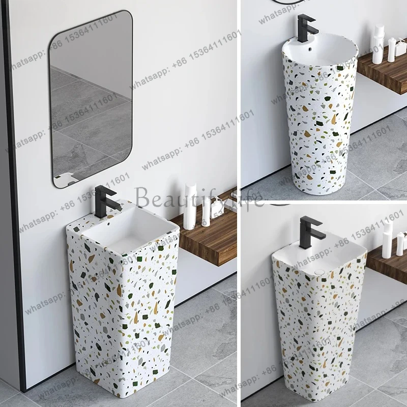 column basin Floor-to-ceiling wash basin Terrazzo integrated ceramic  Balcony  Personality bed and breakfast one-piece