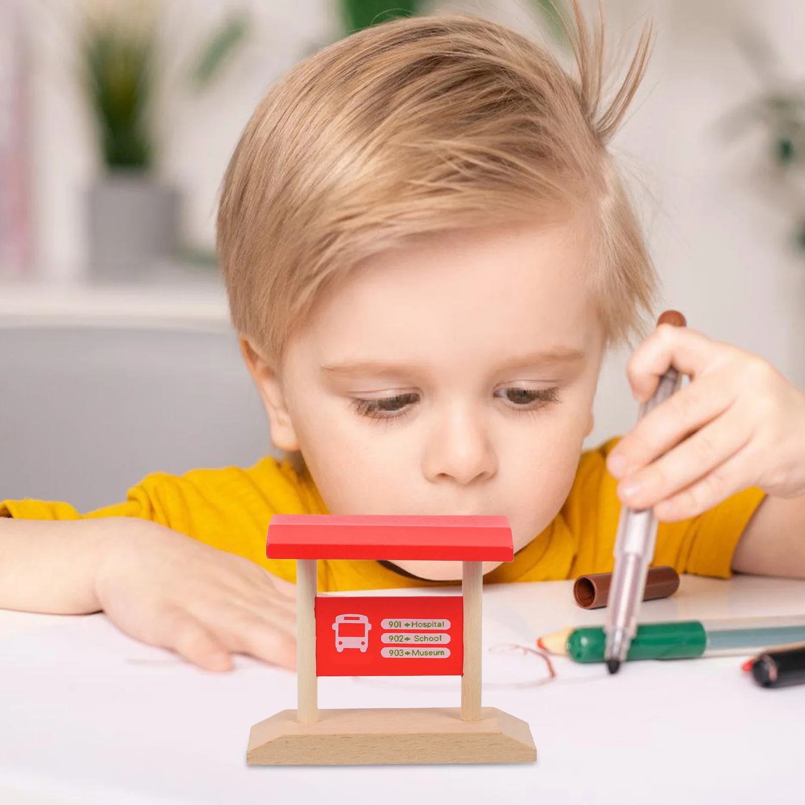 Railway Platform Accessories Decorative Station Toy Children Train Kids Track Wooden Toys Toddlers