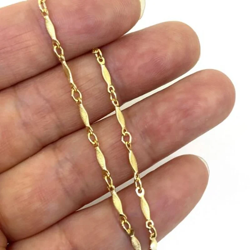14K Gold Filled 1.3mm Textured Dapped Bar Chain Unfinished Chain Minimalist Gold Jewelry Chain for DIY Accessories Chain